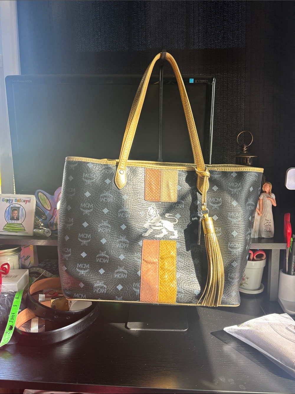 MCM limited edition princess lion tote with tassel and charm